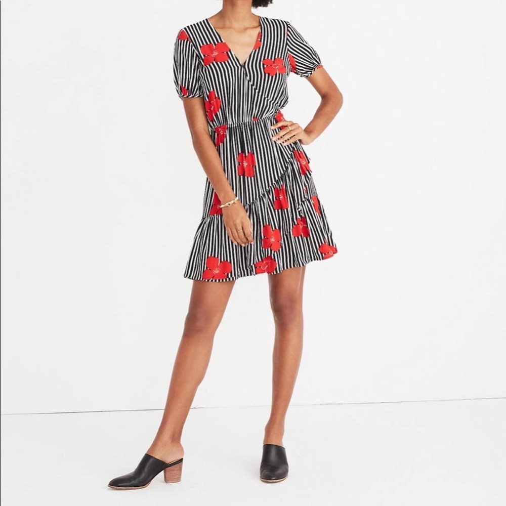 Madewell Ruffle-Wrap Dress in Candied Orchids 2